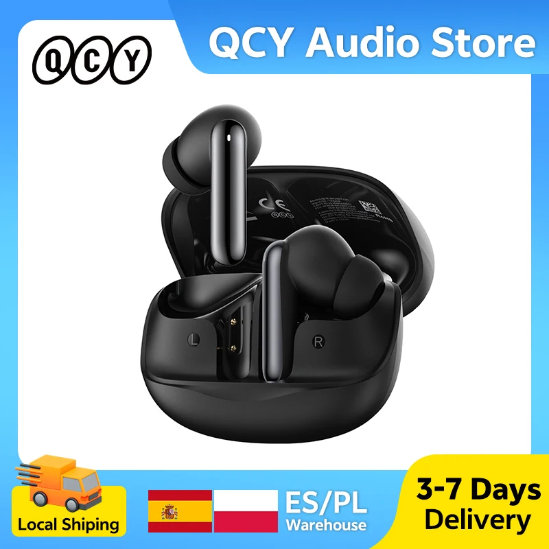 QCY MeloBuds N50 Kabellose Ohrhörer, adaptiver Hybrid-ANC, Bluetooth 5.4, 6 Mikrofone, ENC, 12 mm dynamischer Treiber, Kopfhörer, 28 Stunden Spielzeit, Transparentmodus Image