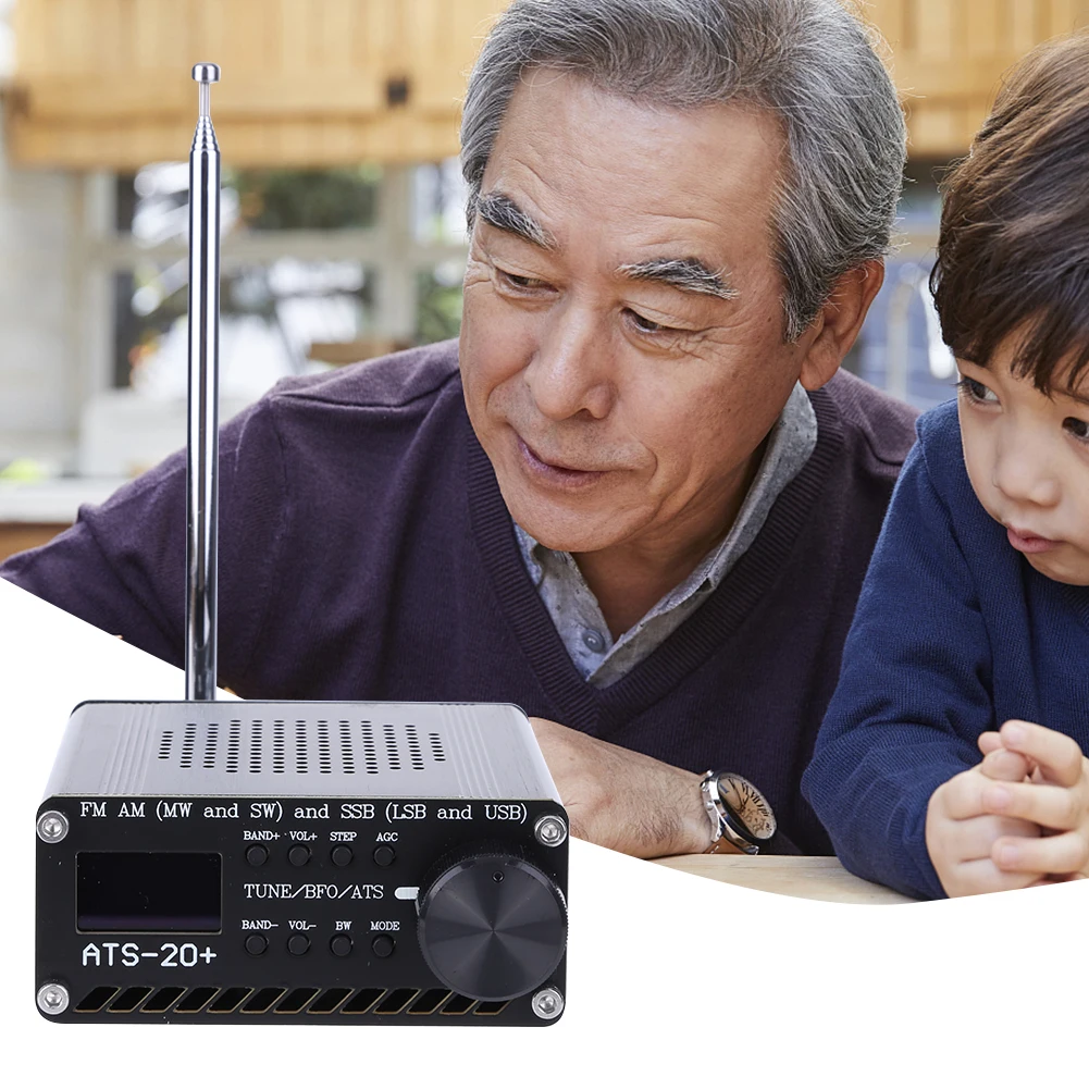 ATS-20+Si4732 Tragbarer Handfunkgerät-Recorder, eingebauter Akku, FM AM, SSB, Scanner, FM, AM, MW, SW, SSB, LSB und USB mit Antenne