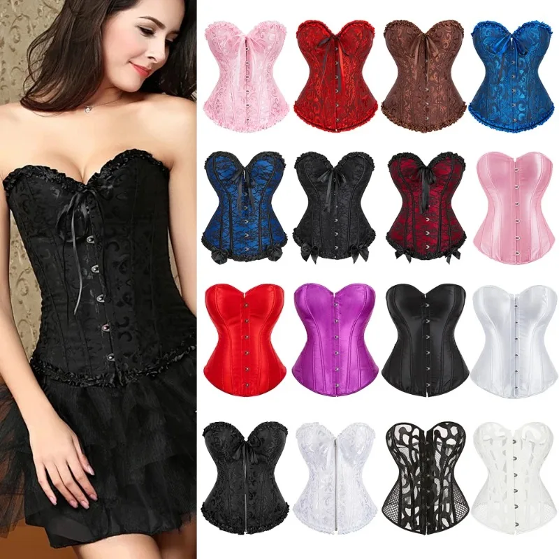 Sexy Bustier Korsett Top Gothic Lace Up Elastische Ohne Knochen Overbust Mieder Steampunk Körper Shapewear Frauen Abnehmen Korset Image