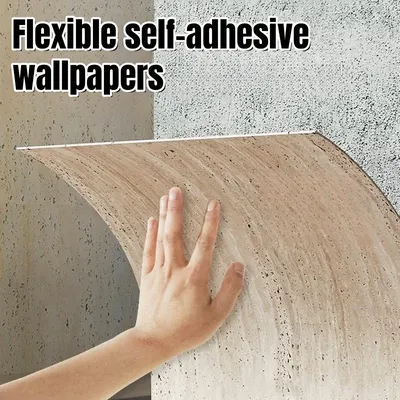Weiche, imitierte römische Travertin-Schiefer-Tapeten, 3D-strukturierte, verdickende Wandtafel, skalierbare, flexible, selbstklebende Wandaufkleber Image