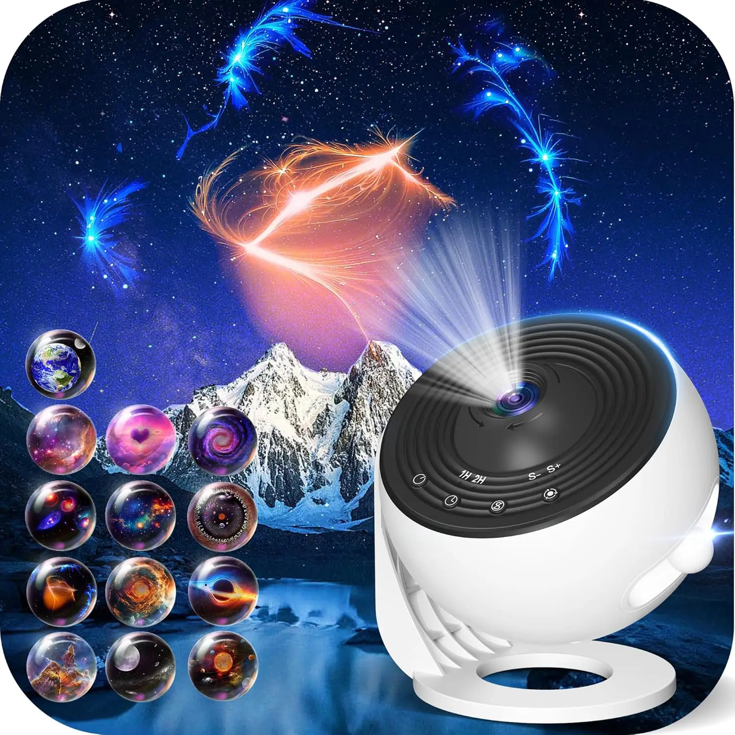 PRO-Upgrade 360° ° Drehbarer Sternenhimmel-Galaxie-Projektor, 13-in-1-Stern-Nachtlicht mit Nebel- und Milchstraßeffekten für Schlafzimmergeschenke