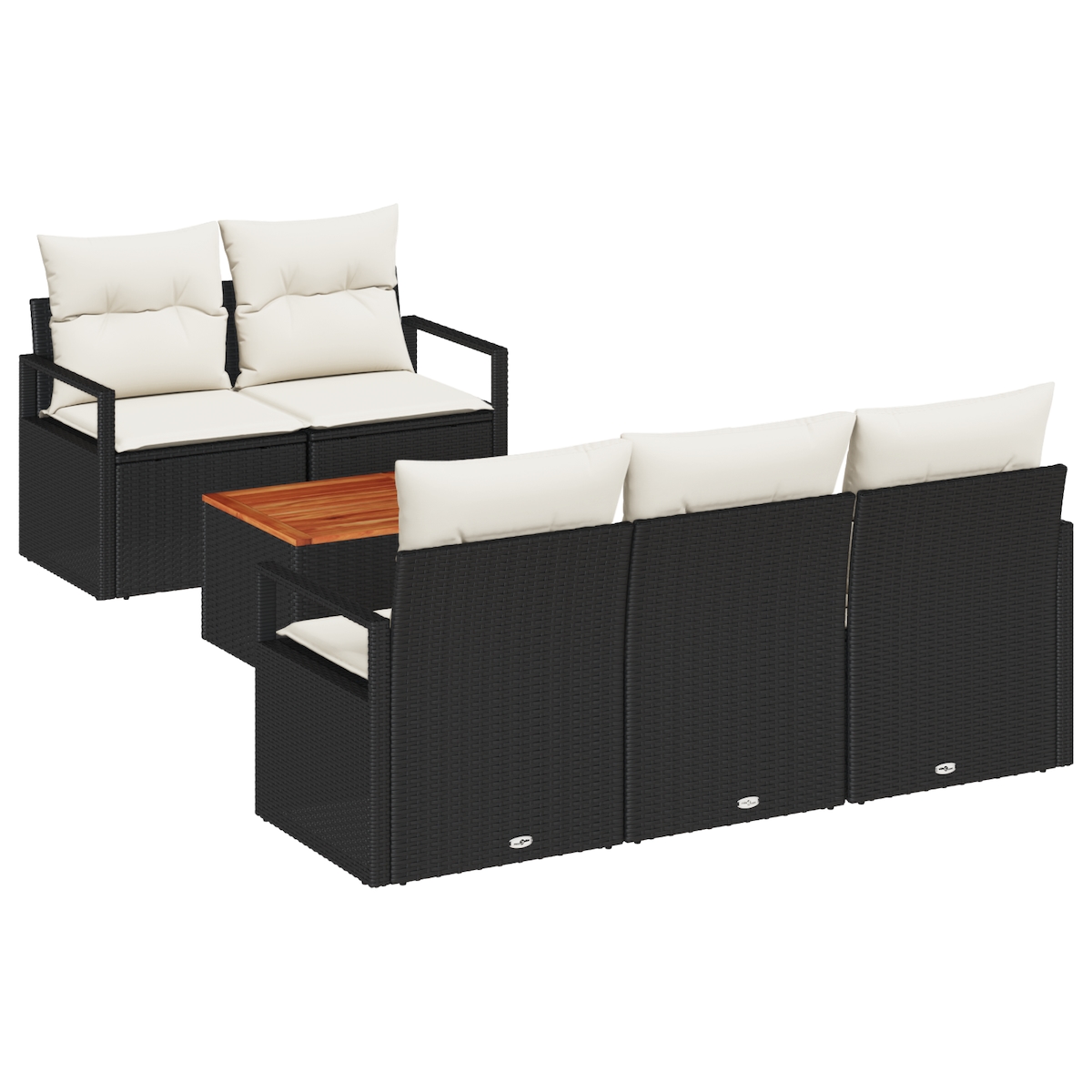 vidaXL 6-teiliges Garten Sofa Set mit Kissen Schwarz Poly Rattan Akazie Image