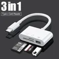 Adattatore per lettore di schede 3 in 1 Lettore di schede di memoria da USB C a SD TF Convertitore OTG di tipo C per MacBook Huawei Samsung Xiaomi Phone Tablet