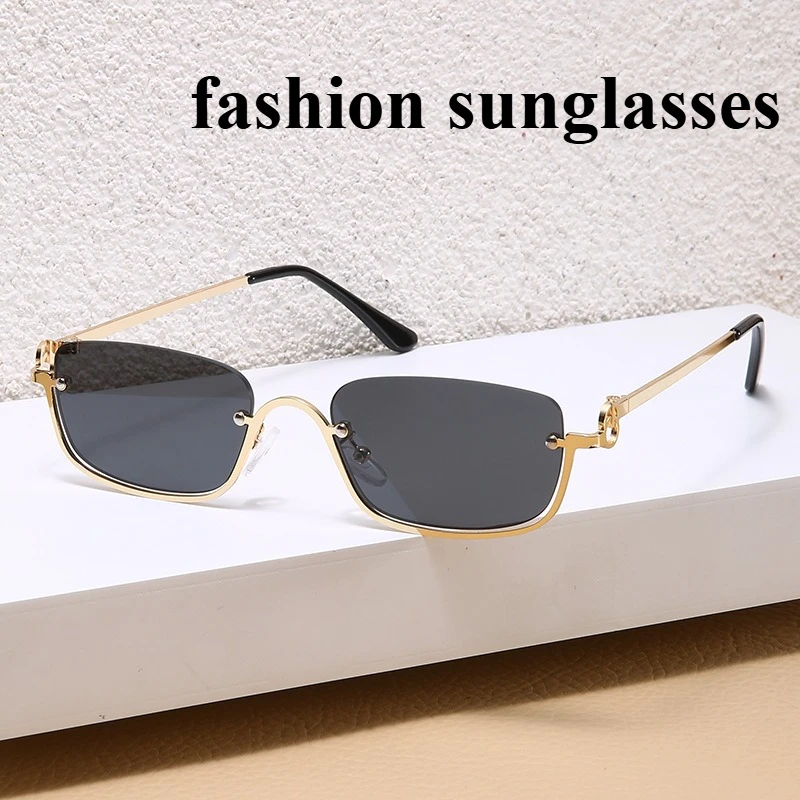 Quadratische Sonnenbrille mit kleinem Rahmen für Damen, modische und hochwertige Halbrahmen-Sonnenbrille, trendige Sonnenbrille, UV-beständig Image