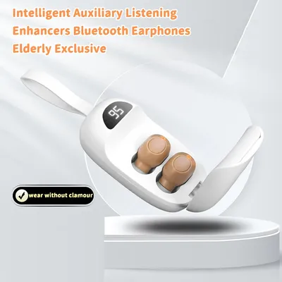 Intelligente Hilfs-Hören-Bluetooth-Kopfhörer, wiederaufladbare Rauschunterdrückungsverstärker, audiologische Ohrhörer als Geschenk für ältere Menschen Image