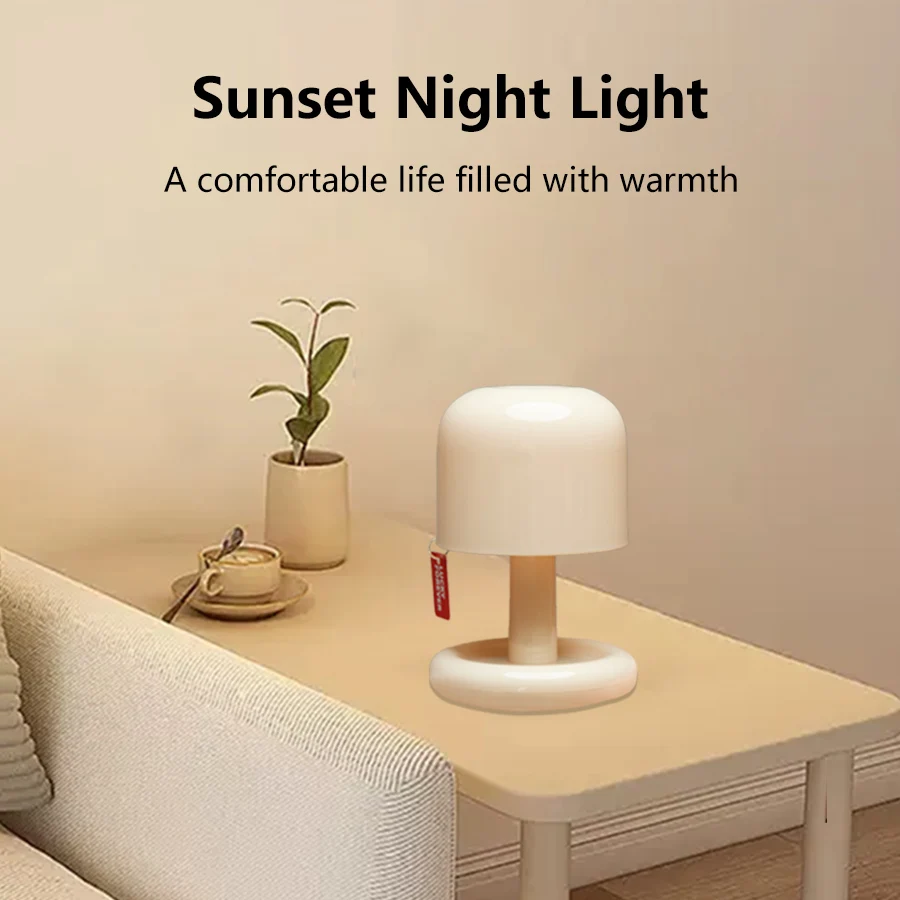USB-Aufladbare Sonnenuntergang-Farbverlauf Mini-Schreibtischlampe LED-Touch-Nachtlicht für Innenräume Schlafzimmer Wohnzimmer Kreative Atmosphärenbeleuchtung