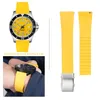 Für Breitling Tissot Citizen Omega FKM Fluorkautschuk-Uhrenarmband 19 20 21 22 Gelbes Schnellarmband für Herren zum Schneiden der Größe