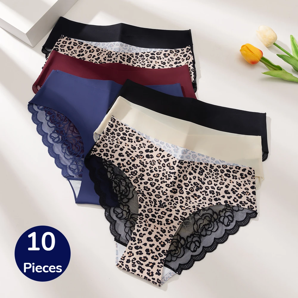WarmSteps 10PCS Mode Damen Höschen Französisch Luxus Spitze Weibliche Sexy Dessous Leopard Briefs Bequeme Atmungsaktive Unterhose Image