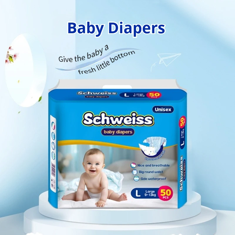 Babywindeln, ultradünn und atmungsaktiv, super saugfähig und trocken, 50 Stück/1 Packung, weiche Babywindeln in verschiedenen Größen (S/M/L/XL) Image