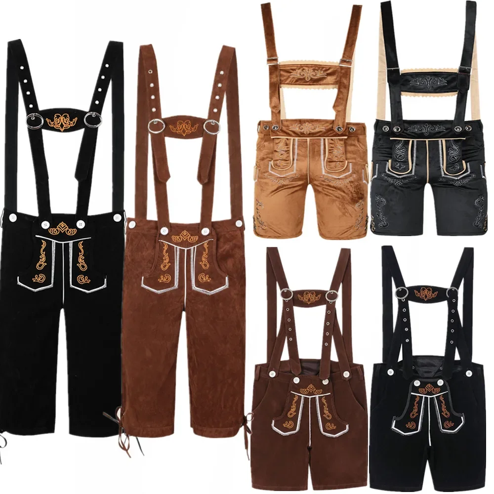 Paare Lederhosen Oktoberfest Kostüme Männer Frauen Deutsche Bayerische Hosenträger Strampler Shorts Outfit Cosplay Halloween Kostüm Image