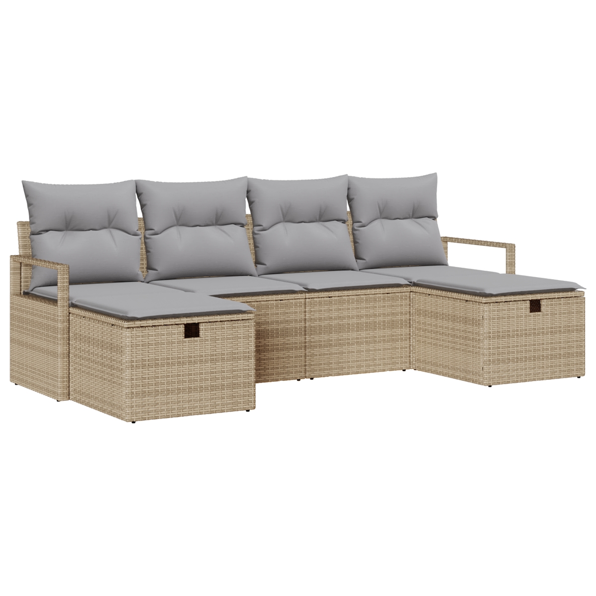 vidaXL 6-teiliges Garten-Sofa-Set mit Kissen Beige Poly-Rattan Image
