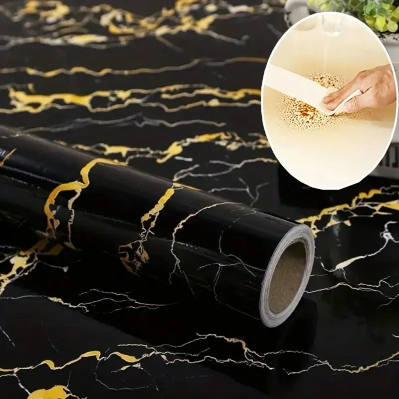 40 cm küche ölbeständige aufkleber marmor muster tapete hochwertige schrank aufkleber herd aufkleber hause dekoration. Image