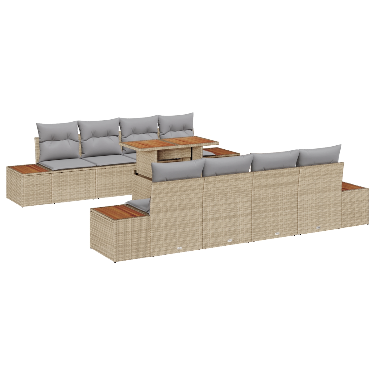 vidaXL 9-teiliges Garten Sofa Set mit Kissen Beige Poly Rattan Image