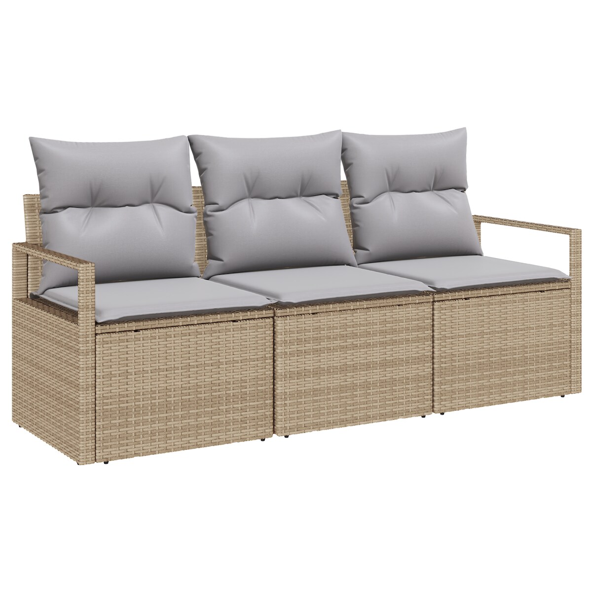 vidaXL 3-teiliges Garten-Sofa-Set mit Kissen Beige Poly Rattan Image