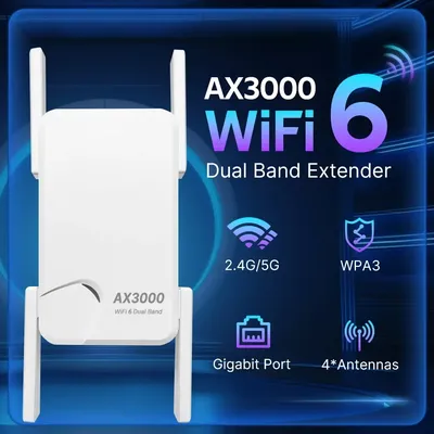 3000 Mbit/s WiFi 6 Repeater 2,4 G & 5 GHz Dual Band Wireless Extender 802.11ax Gigabit Verstärker für Home Office Wi-Fi Booster