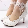 Neue Schuhe Frau Braut Elegante Weiße Spitze Perle Design High Heels frauen High Heels Braut Hochzeit Schuhe Damen