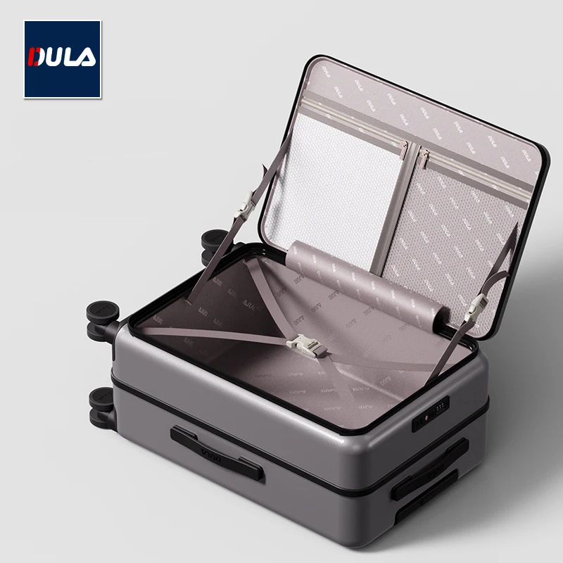DULA Koffer, breiter Griff, Reisekoffer für Herren, 20, 24, 26, Handgepäck, Damen, PC, Aluminiumrahmen, Trolley