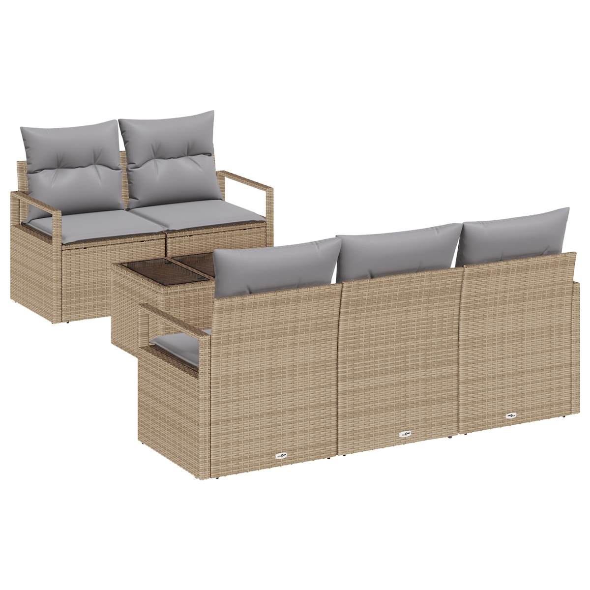 vidaXL 6-teiliges Garten Sofa Set mit Kissen Beige Poly Rattan Image