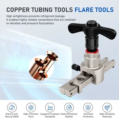 Copper Tube Expander Tool Ratchet Hand Electric Dual-use ST-R806A Reamer and Trumpet Flaring Tool Kit for Air Conditioner