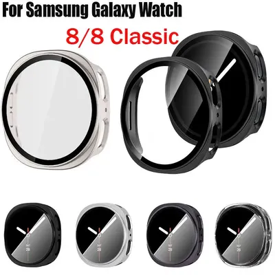 Gehärtetes Glas + Hülle für Samsung Galaxy Watch 8 44 40 mm Smart Watch Displayschutzfolie Bumper Cover für Galaxy Watch 8 Classic 46 mm