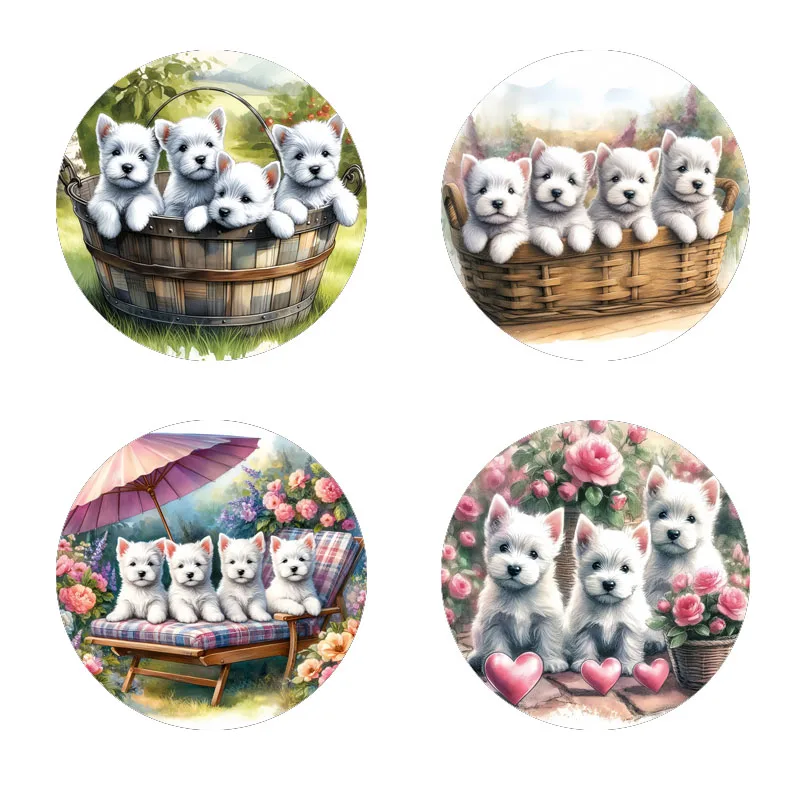 4er-Untersetzer mit Hundemuster, geeignet für die tägliche Familientreffendekoration, Küche, rutschfeste Holzuntersetzer und Festivalgeschenke Image