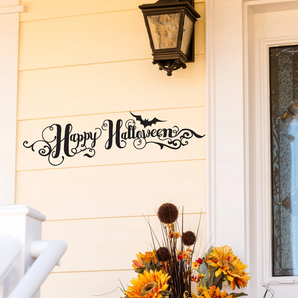 Happy Halloween Wandtattoo Fenster Badezimmer Vinyl Kunst Aufkleber Lustige Party Aufkleber Kinderzimmer Aufkleber Kinderzimmer Wandbild Halloween Dekor