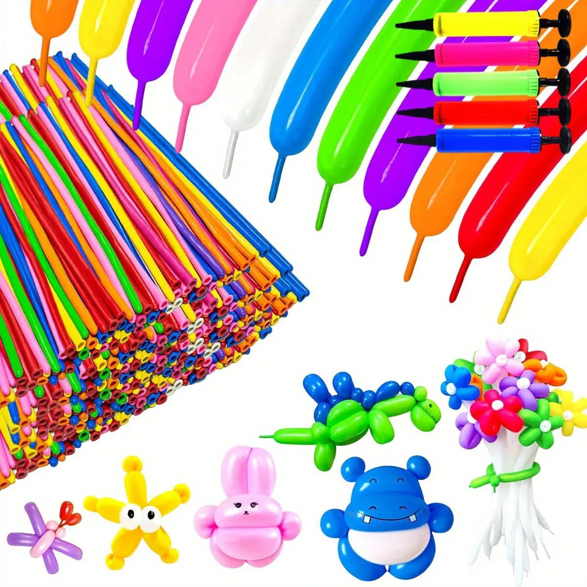 50/100 Stück bunte lange Latexballons 10,24 Zoll mit Pumpe DIY Magic Twisting Ballons für Klassenparty Muttertag ZSY Image