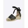 Keilsandalette HEINE, Damen, Gr. 37, schwarz, Textil, modisch, Schuhe