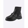 Stiefelette HEINE, Damen, Gr. 39, schwarz, Leder, Rindsleder, Glattleder, Textil, modisch, Schuhe
