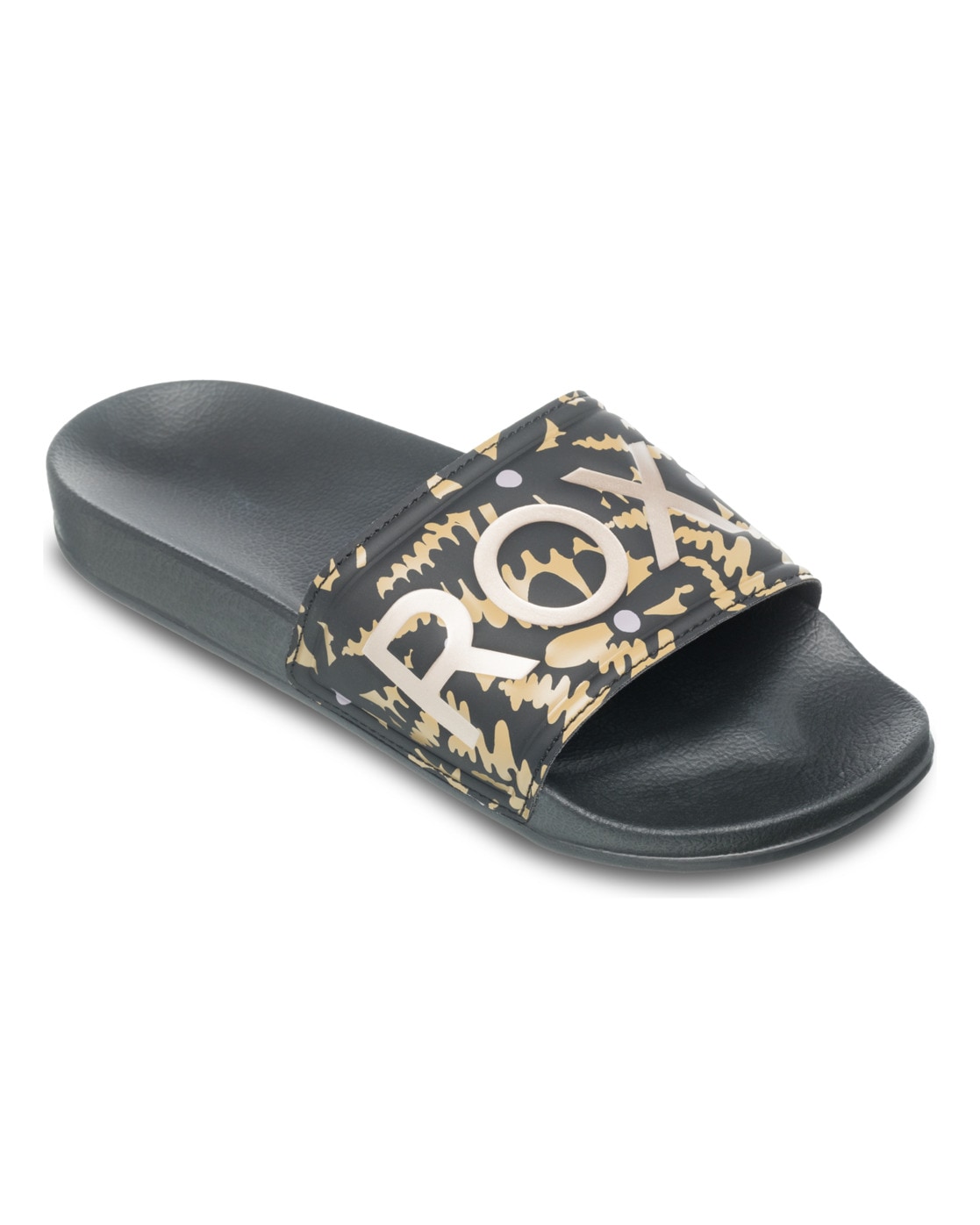 Sandale ROXY "Slippy Ii", Damen, Gr. 8,5(39), schwarz (camo schwarz), Obermaterial: 100% Synthetikmaterial / Futter: 100% Textil / Außensohle: 100% EVA, Schuhe Sandale