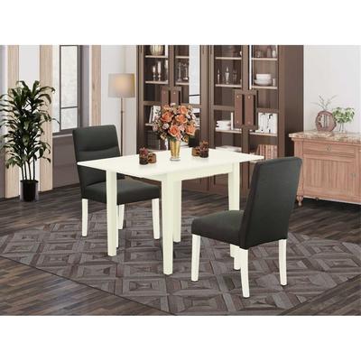 HomeStock 3-Piece Linen White Finish Solid Wood Top Dining Table Set