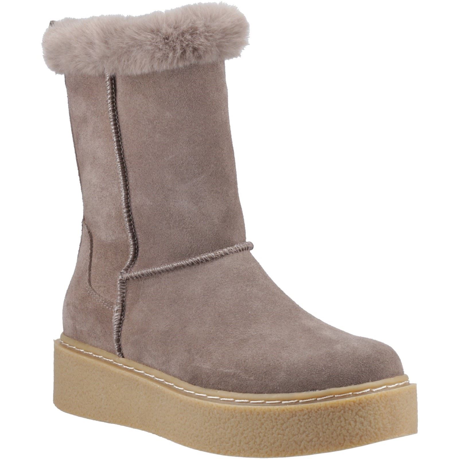 Hush Puppies Becca Mid Wildleder Damenstiefel Taupe Image