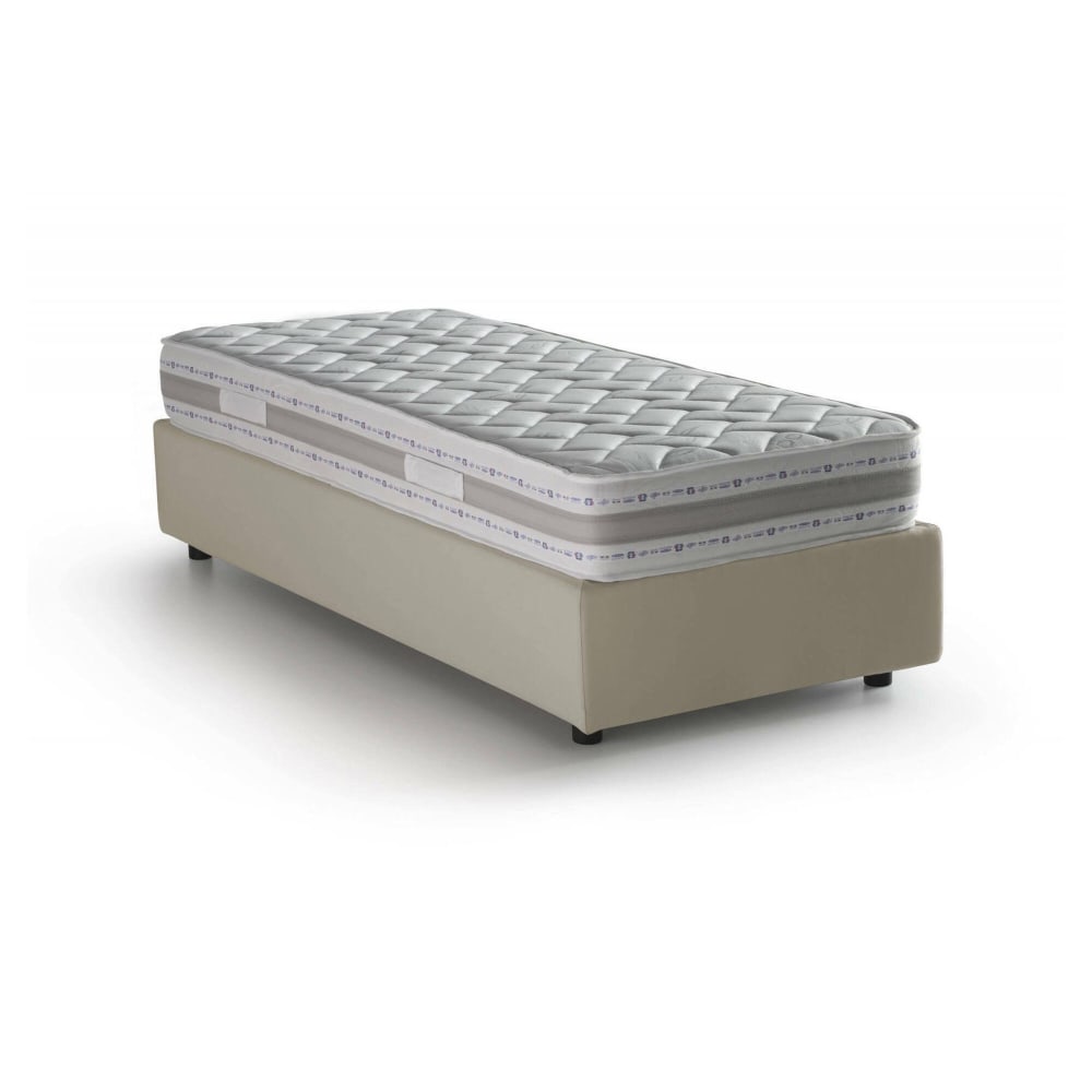 Lit simple en tissu beige 80x190 cm