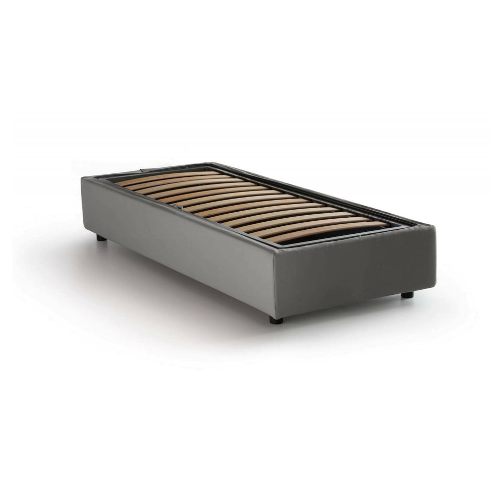 Lit simple en tissu gris 90x190 cm