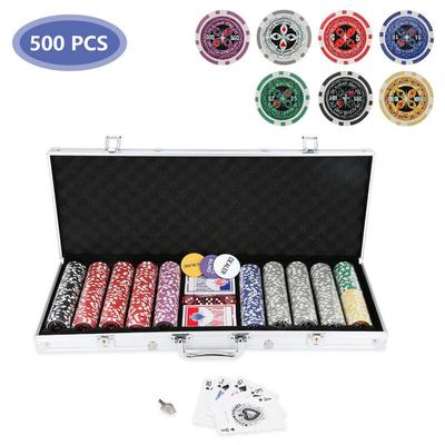Swanew - Pokerchips Weitere Spiele Set Cash-Game 500 Chips Silber Pokerset Pokerkoffer Tischauflage Image