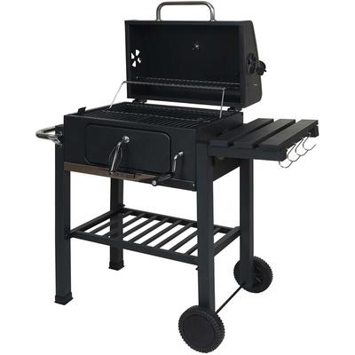 HHG - Grillwagen 862, Holzkohlegrill Standgrill Barbecue bbq Gartengrill mit Deckel Ablagen, Stahl, Image