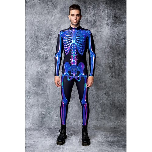 Karneval 2026 Totenkopf Bodysuits Halloween-Gruppen-Paarkostüme Ganzkörper-Catsuit Gruseliges Kostüm Erwachsene Kinder Alle Halloween Karneval Tag der Toten Club Party Leistung Einfache Image