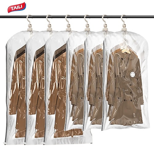 Taili Hänge-Vakuum-Aufbewahrungsbeutel, platzsparende Tasche für Kleidung, Anzüge und Jacken, Schrank-Organizer, Reisen, manuell oder elektrisch (ohne Luftpumpe) Image
