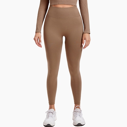 Damen Capri Leggings Yoga-Leggings Bauchkontrolle Hohe Taille Fitnessstudio Training sportlich Unterteile Einfarbig Schwarz Weiß Blau Herbst Sport Sportkleidung Enge Passform Image