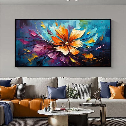 handgefertigtes Ölgemälde auf Leinwand, Wandkunst, Dekoration, modernes abstraktes Messergemälde, Blumen für Wohnzimmer, Heimdekoration, gespannter Rahmen, hängendes Gemälde/gerolltes rahmenloses, Image