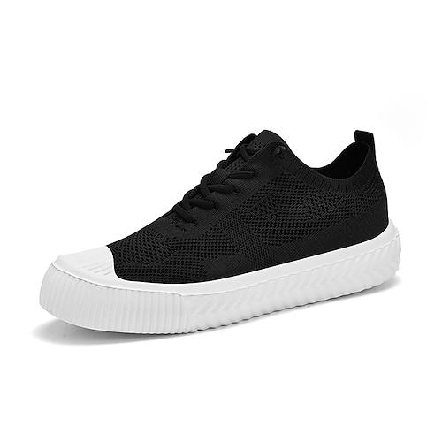 Herren Sneaker Spaziergang Vintage Geschäftlich Lässig Täglich Strick Bequem Rutschfest Schnürung Schwarz Weiß Grau Sommer Frühling