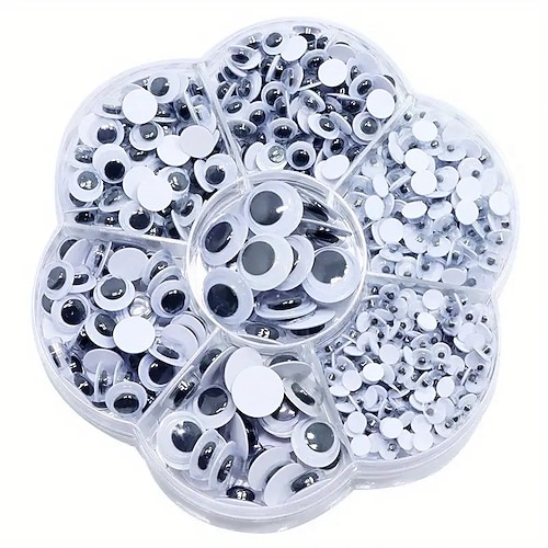 700 Stück selbstklebende Wackelaugen in verschiedenen Größen, 4–12 mm große, klebrige Kulleraugen für Bastelarbeiten, Scrapbooking und Kunstprojekte. Image