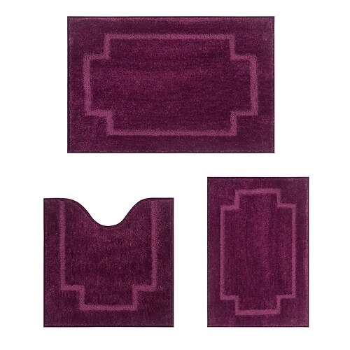 Rechteckig 3/5 (1,5 cm) Fußmatten Maschinengefertigt Polyester Rutschfest Klassisch Einfarbig Image