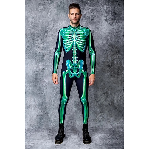 Karnevalskostüm 2026 Totenkopf Karneval Bodysuit Ganzkörper-Catsuit Gruseliges Kostüm Kinder Erwachsene Herren Damen Jungen Halloween Karneval Tag der Toten Club Party Leistung Einfaches Image