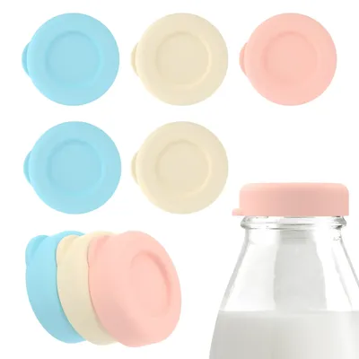 9Pc Glass Bottle Replacement Cover Milk Bottle Silicone Cap for Libbey for Stanpac Leak Proof Silicone Glass Lid Milk Bottle Cap