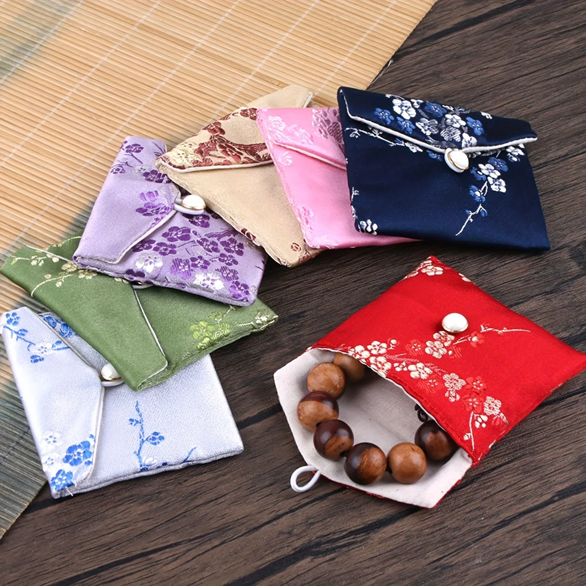 1-teiliger Schmuckbeutel: Stoffbeutel mit Kordelzug/Reißverschluss, für Armbänder und Accessoires, Verpackungsaufbewahrung Image