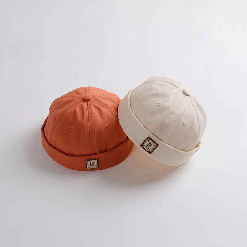 Vintage Kuppel Hut Baby Melone Mütze Kappe einfarbig verstellbare Schädel kappe Frühling Sommer Kinder Jungen randlose Vermieter Hüte Image