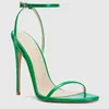 Sexy Damen-Sandalen, Sommerschuhe, 2025, Knöchelriemen, Stiletto-High-Heels, grün, nackt, schwarz, Hochzeit, Tanzkleid, Schuhe, große Größe 45