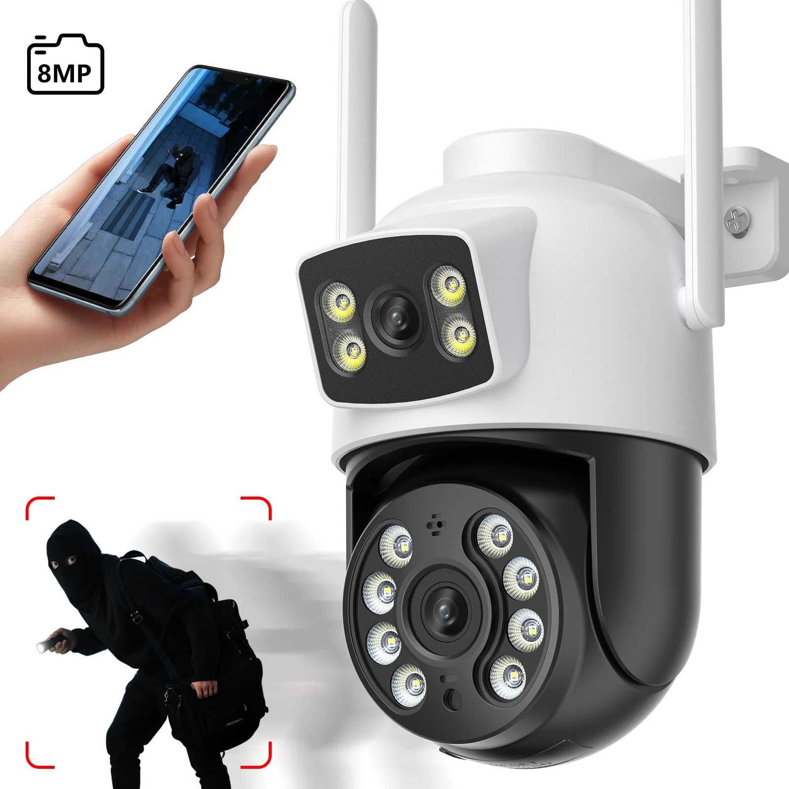 4K 8MP Drahtlose PTZ Kamera Dual Objektiv Dual Screen Wifi Outdoor IP Auto Tracking Sicherheit CCTV P2P Video Überwachung iCSee Image