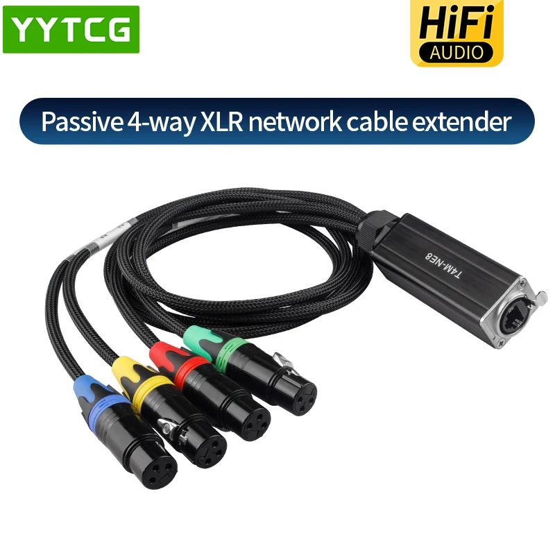 Netzwerkkonverter RJ45 CAT5 mit abgeschirmtem 4-Kanal-3-Pin-XLR-Stecker/Buchse, Multi-Netzwerk-Empfängerkabel für Lautsprecher Image